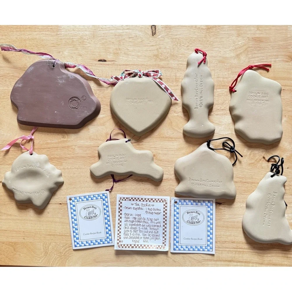 Lot 8 Vintage Cookie‎ Molds Brown Bag Cookie Art + Hartstone Holiday Designs
